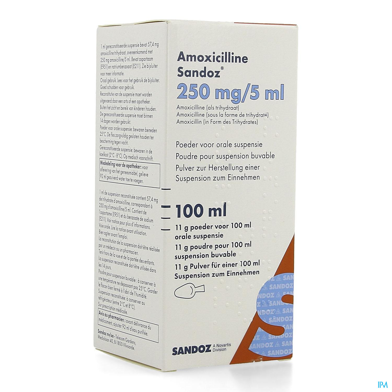 CO-AMOXICILLINE Sandoz pdr 312.5 mg p susp 100 ml