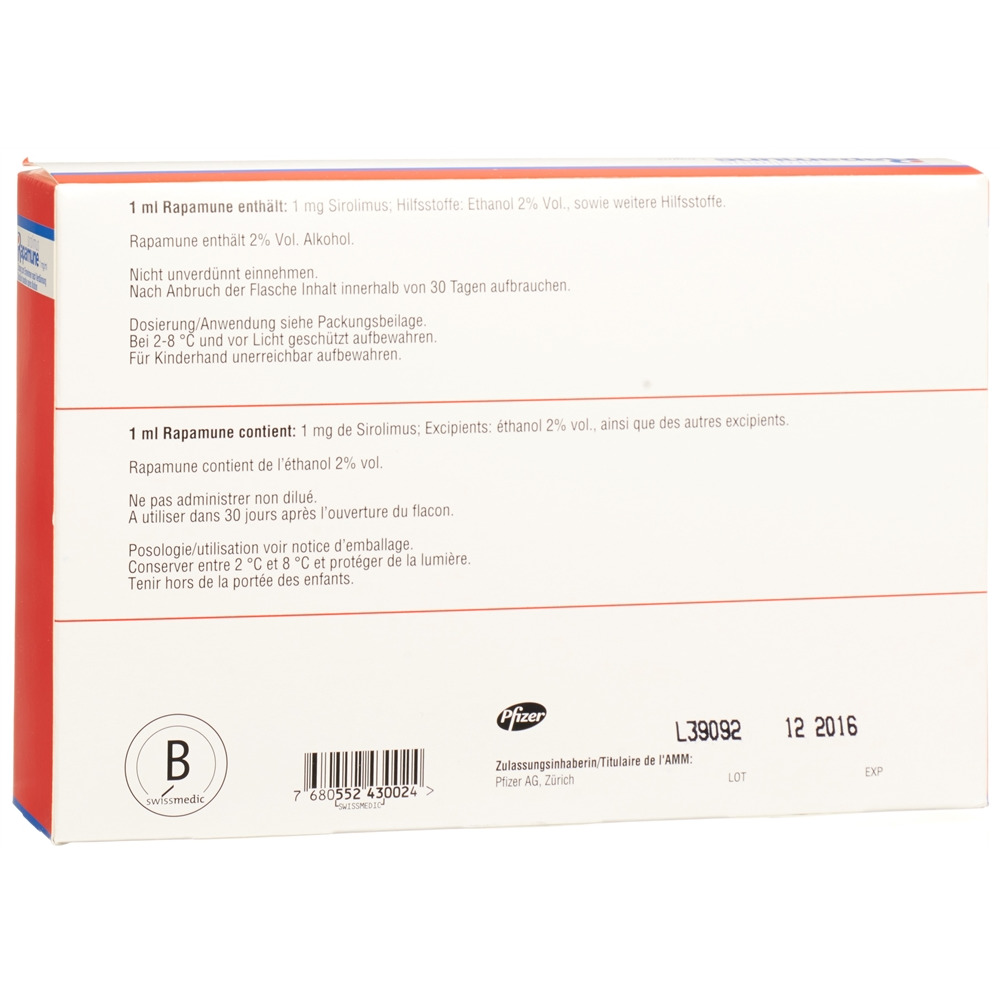 Rapamune 1 mg/ml, Lösung zum Einnehmen