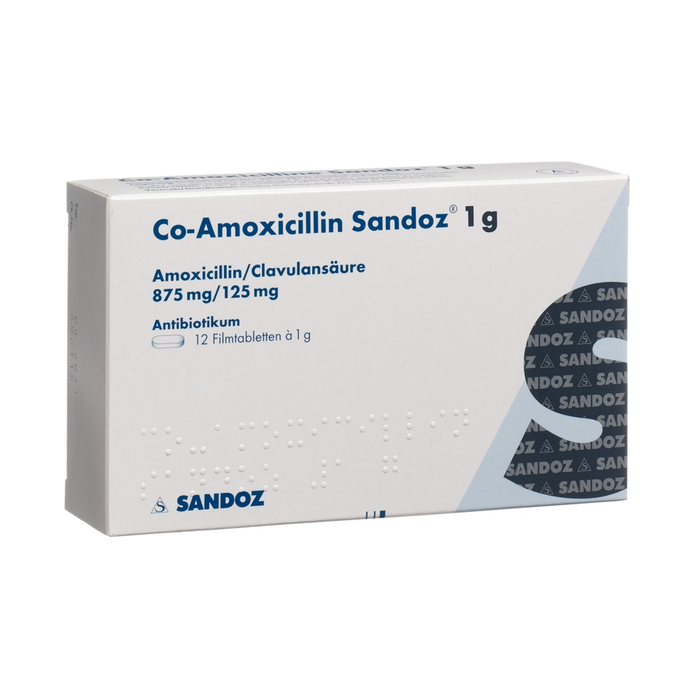CO-AMOXICILLINE Sandoz cpr pell 1 g 12 pce