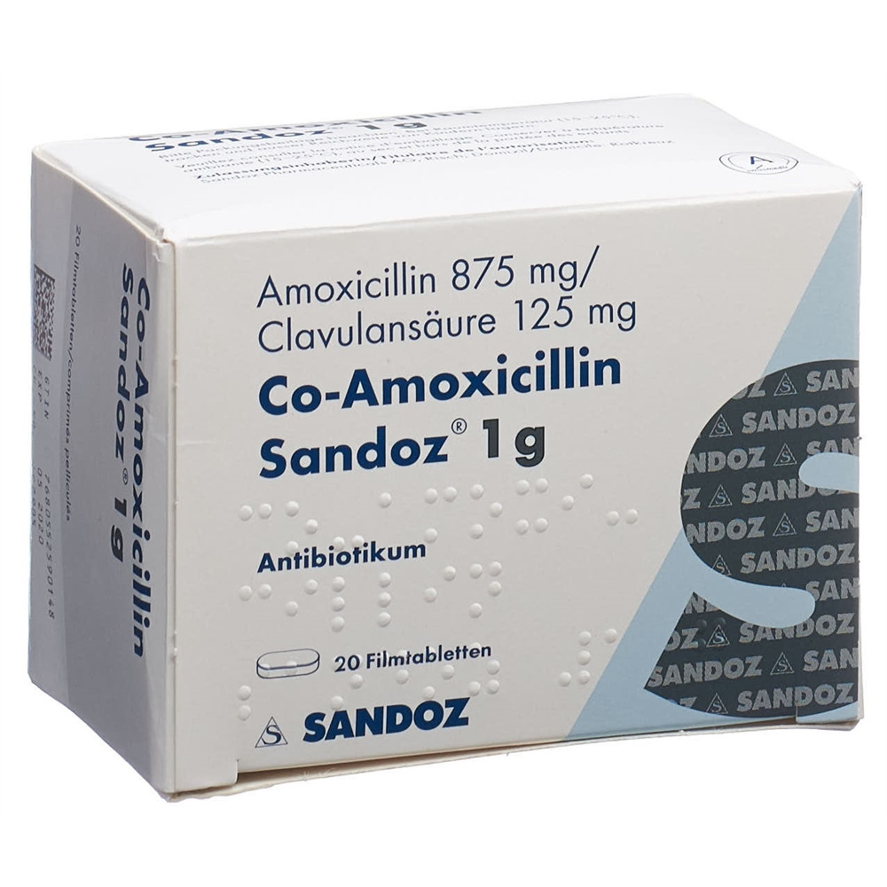 CO-AMOXICILLINE Sandoz cpr pell 1 g 20 pce
