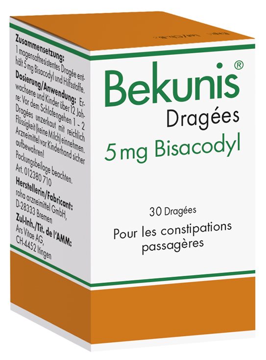 BEKUNIS dragées 5 mg bisacodyl bte 30 pce