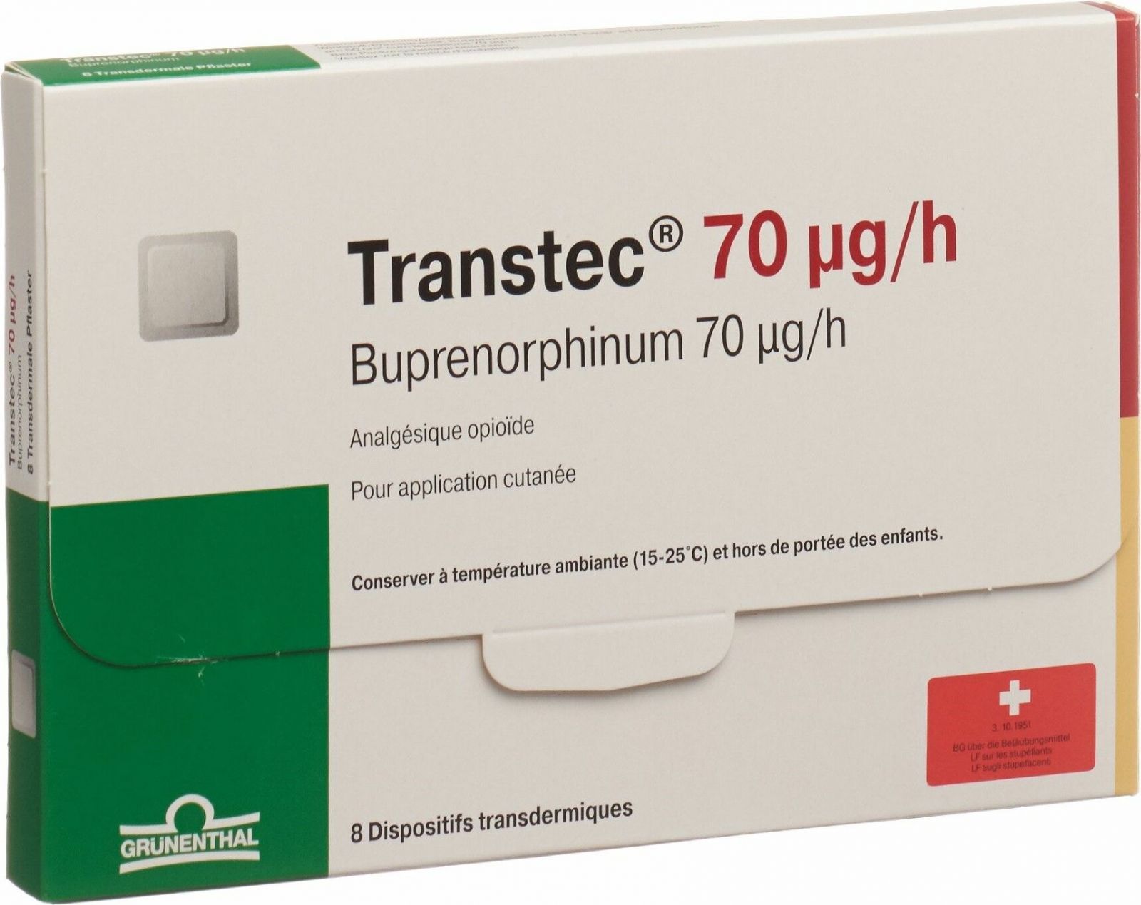 TRANSTEC patch mat 70 mcg/h sach 8 pce
