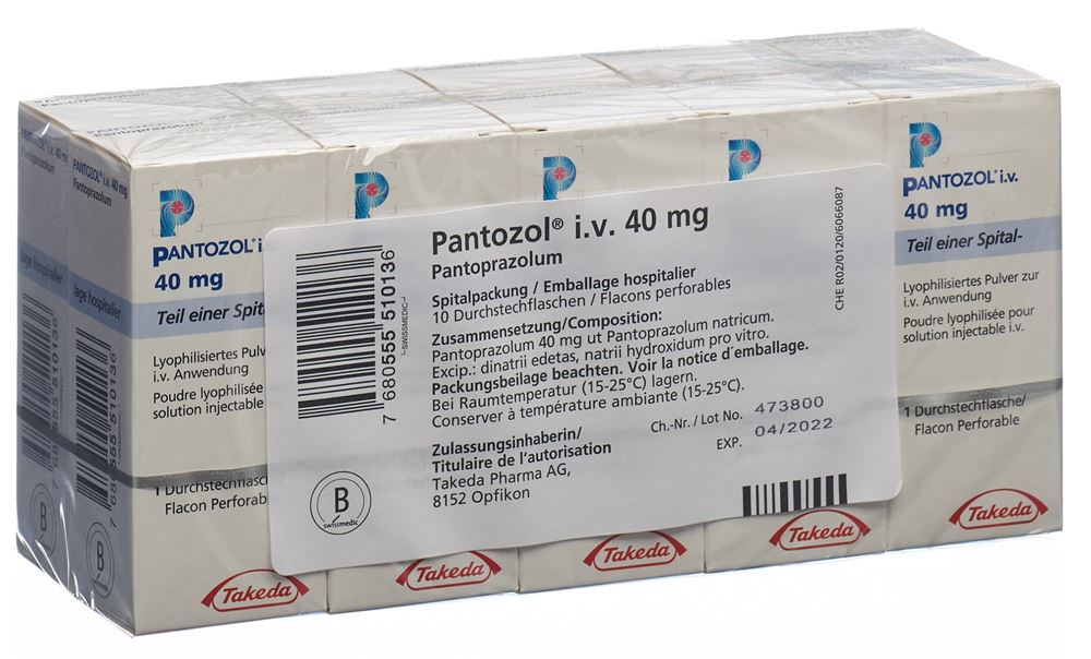 PANTOZOL subst sèche 40 mg i.v. flac 10 pce