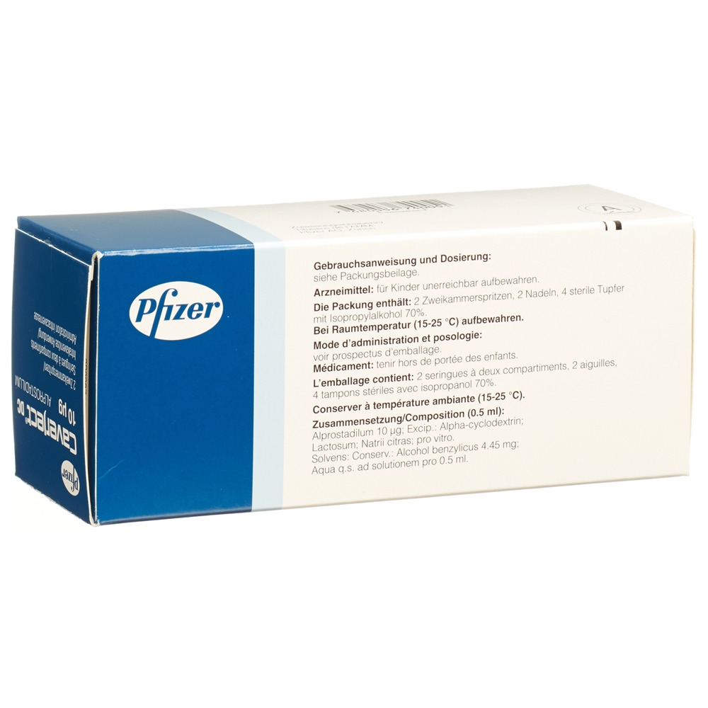 CAVERJECT DC subst sèche 10 mcg ser pré 2 pce