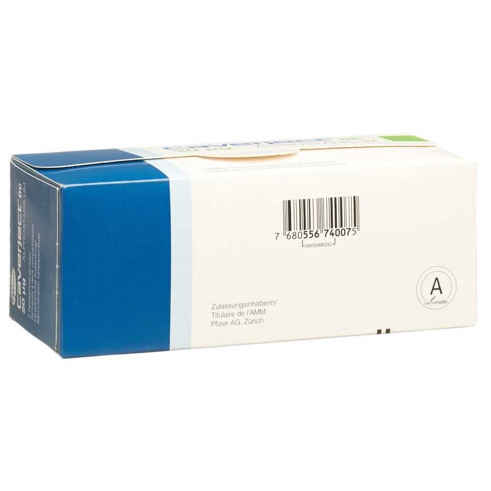 CAVERJECT DC subst sèche 20 mcg ser pré 2 pce