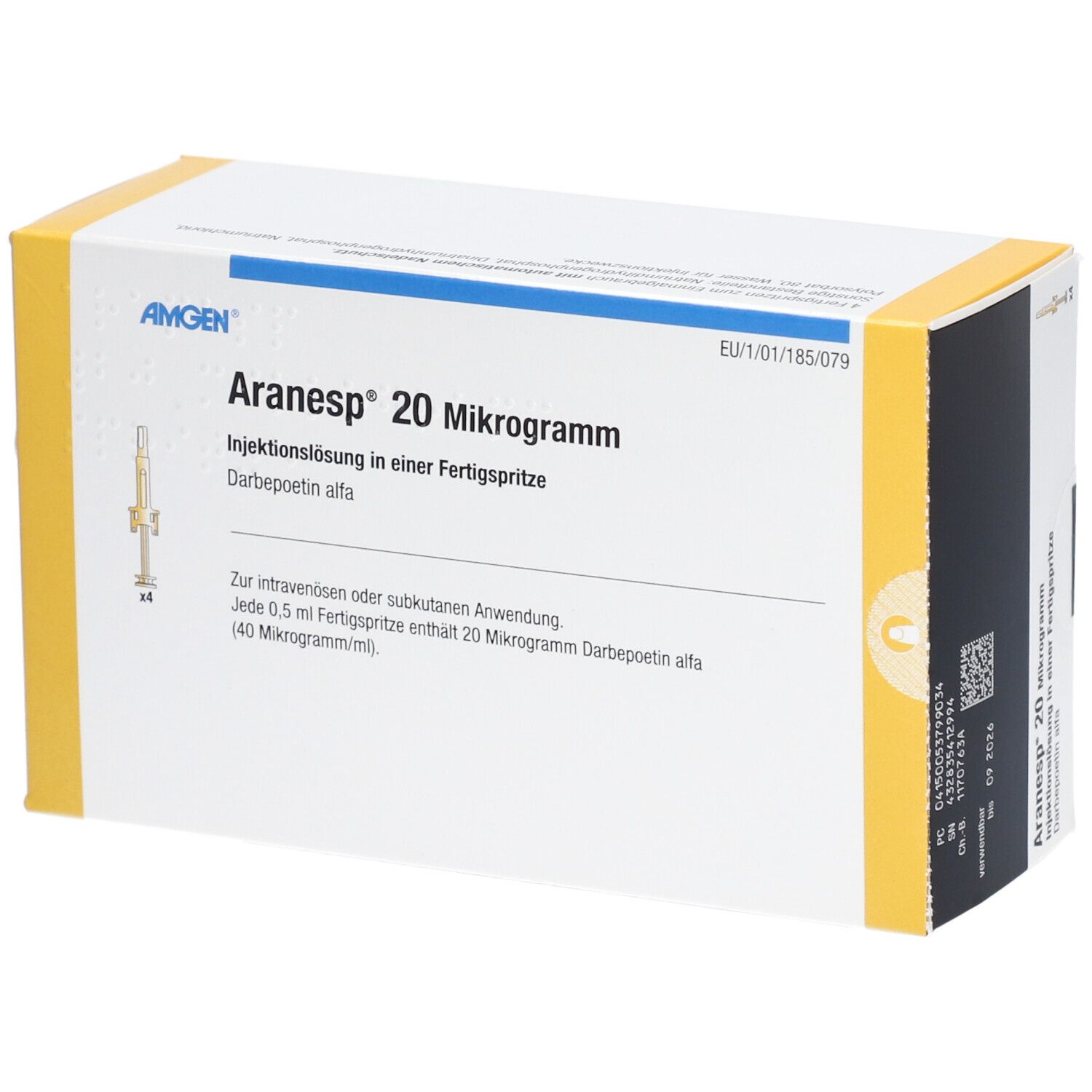 ARANESP 20 mcg a système protection ser pré 4 pce