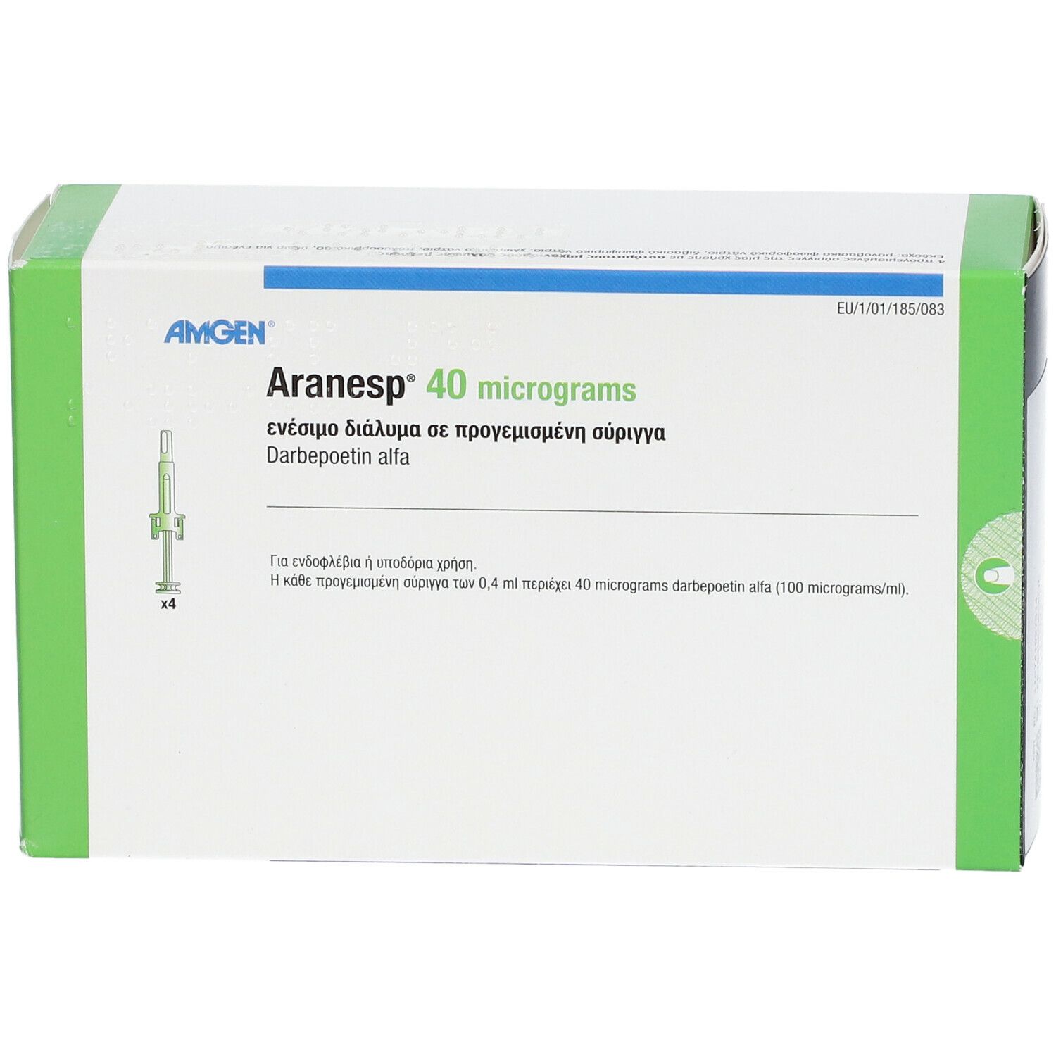 ARANESP 40 mcg a système protection ser pré 4 pce