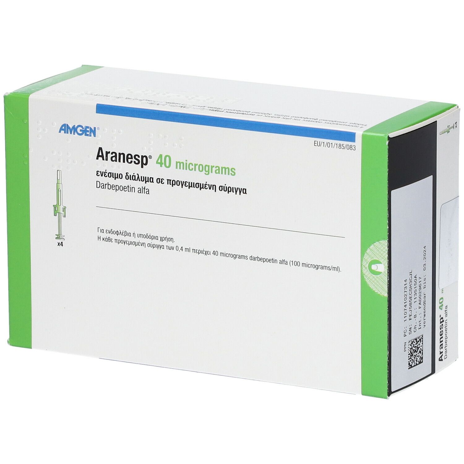 ARANESP 40 mcg a système protection ser pré 4 pce
