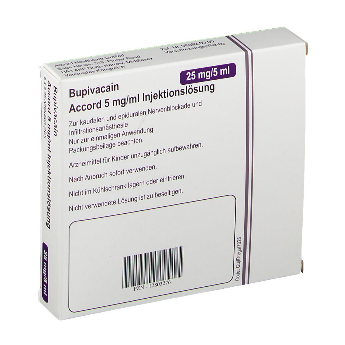 BUPIVACAIN Sintetica 1.25 mg/ml 250ml sach 5 pce