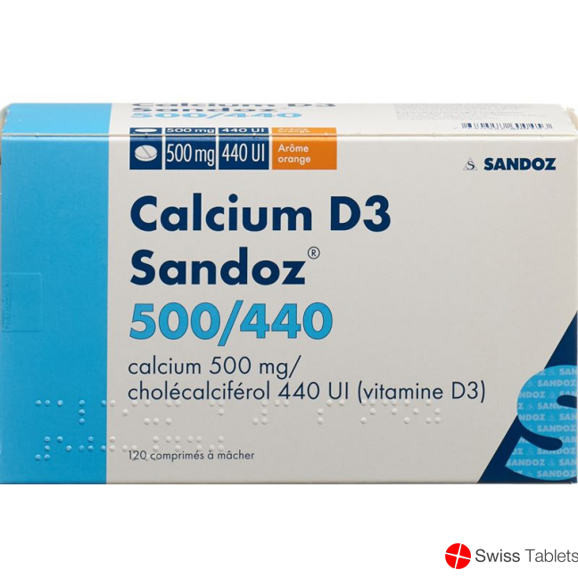 CALCIUM D3 Sandoz 500/440 orange (nouv) 120 pce
