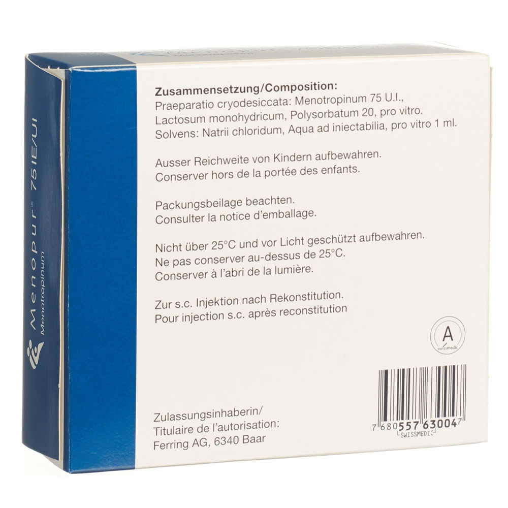 MENOPUR subst sèche 75 UI c solv amp 10 pce