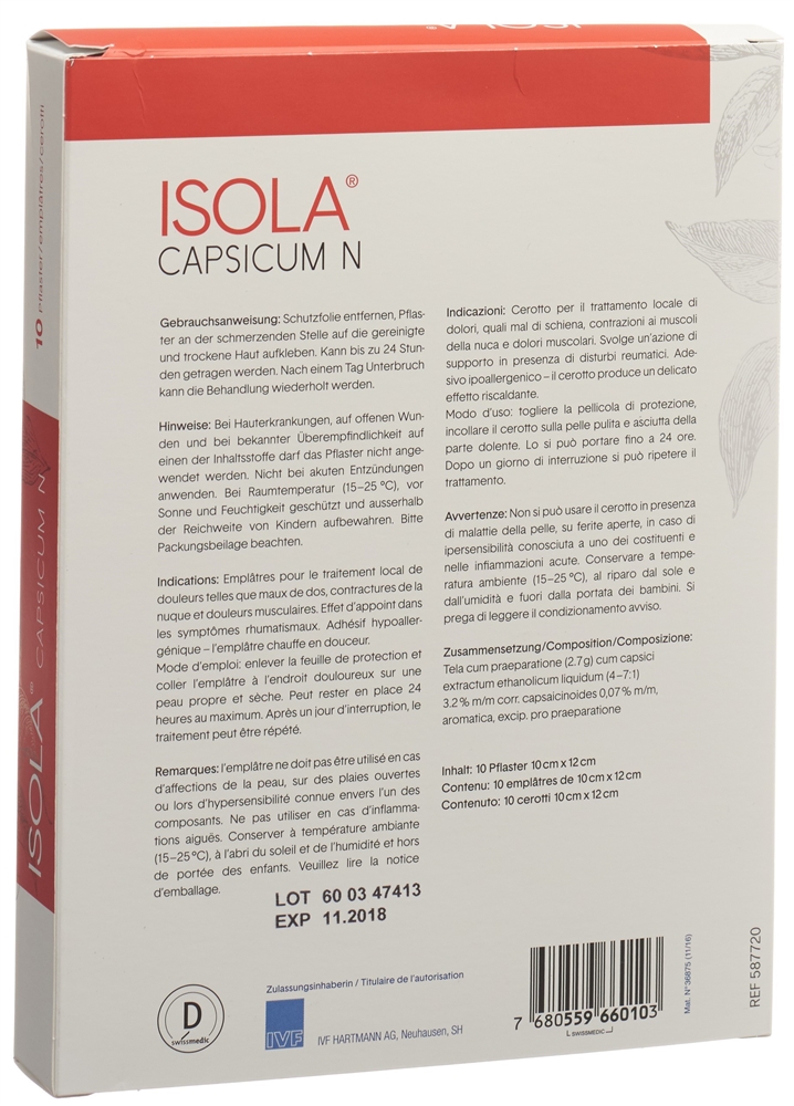 Isola Capsicum N, kutanes Pflaster