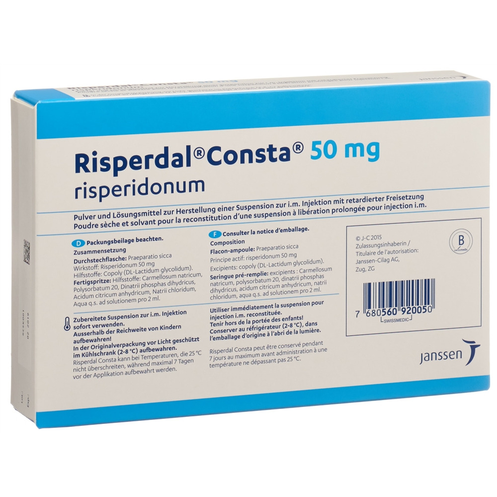 RISPERDAL CONSTA subst sèche 50 mg c sol kit inj