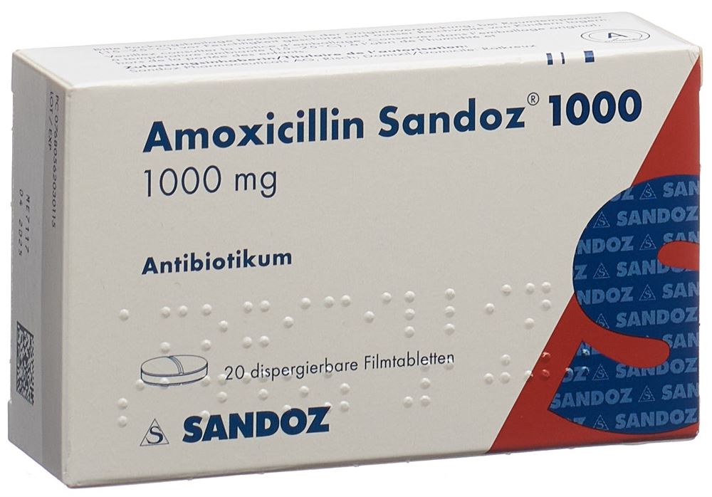 AMOXICILLINE Sandoz cpr disp 1000 mg 20 pce