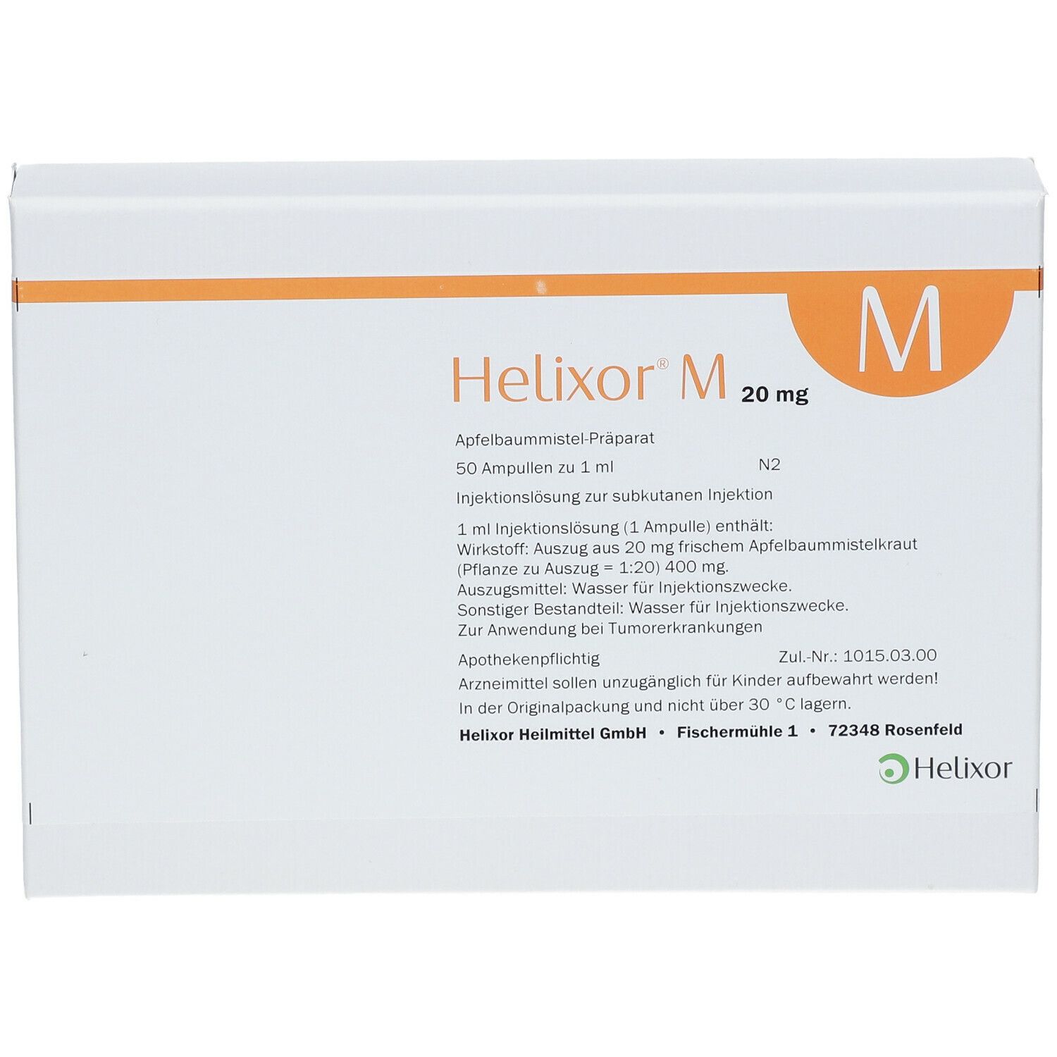 HELIXOR M sol inj 20 mg amp 8 pce