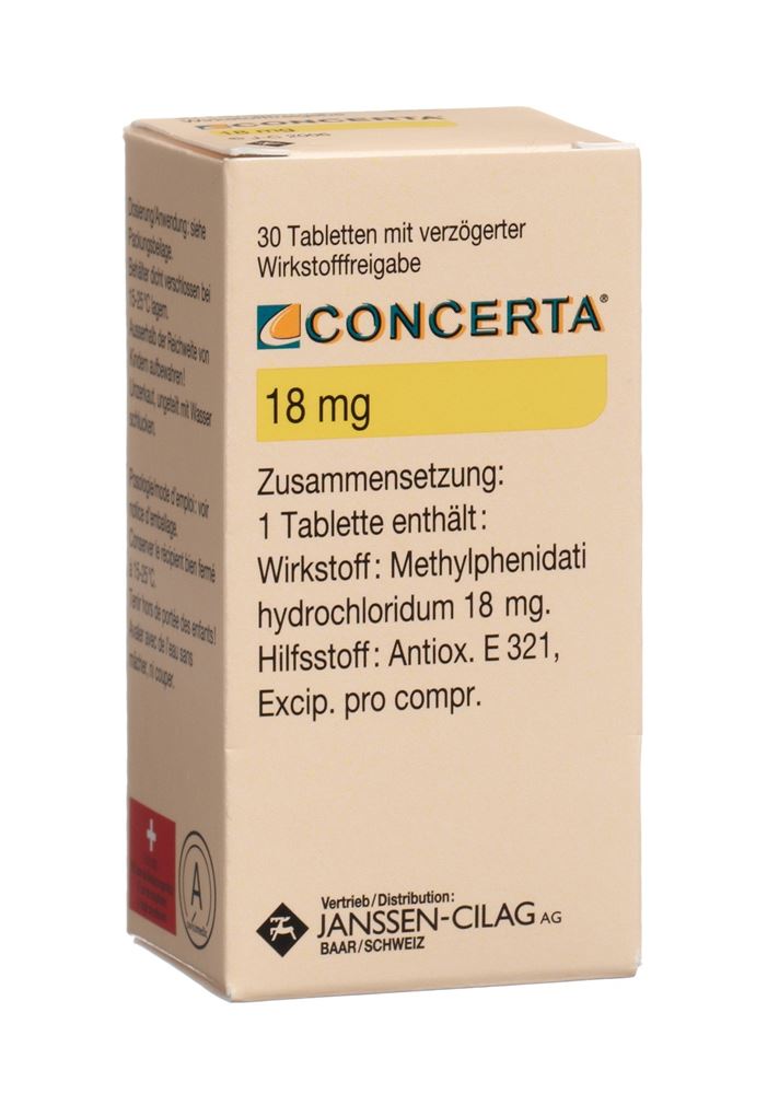 CONCERTA cpr ret 18 mg fl 30 pce