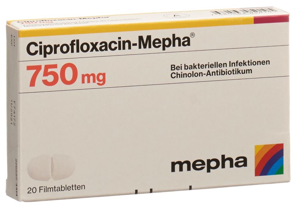 CIPROFLOXACIN Mepha cpr pell 750 mg 20 pce