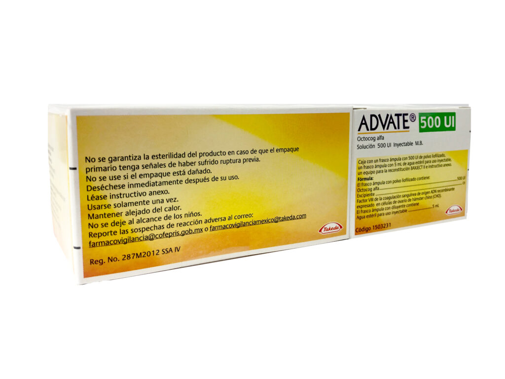 ADVATE subst sèche 500 UI c solv 5 ml flac