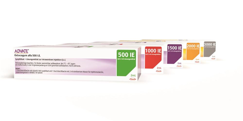 Advate 2000 IE (5 ml), Pulver und Lösungsmittel zur Herstellung einer Injektionslösung