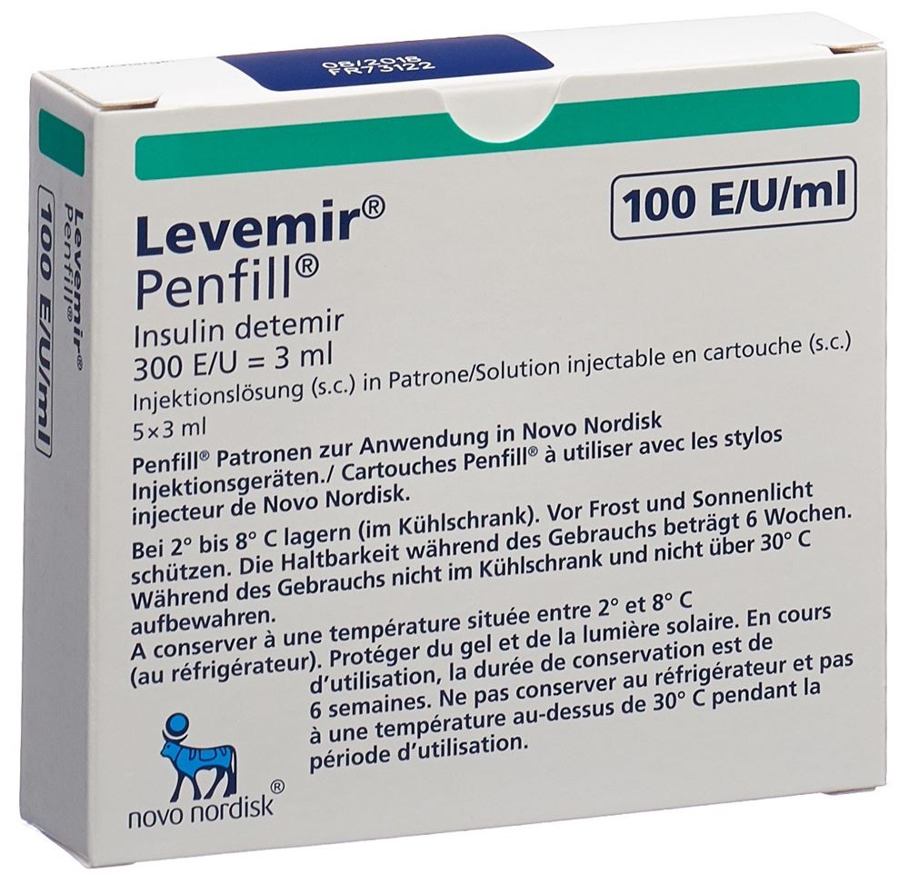 INSULINE Levemir Penfill 100 U/ml 5 cartouche 3 ml