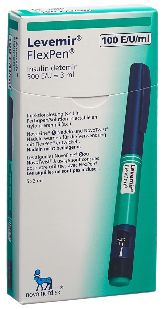 INSULINE Levemir FlexPen 100 U/ml 5 stylo pré 3 ml