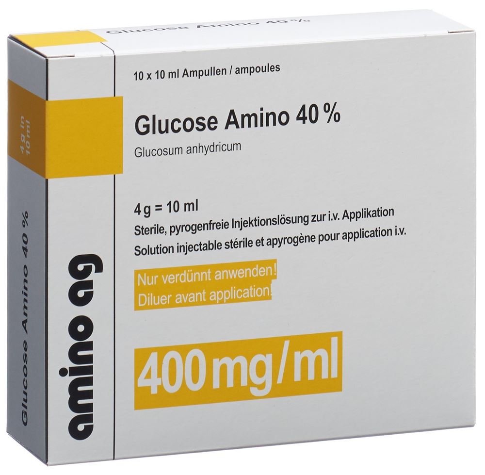 GLUCOSE Amino sol inj 40 % 10ml amp 10 pce