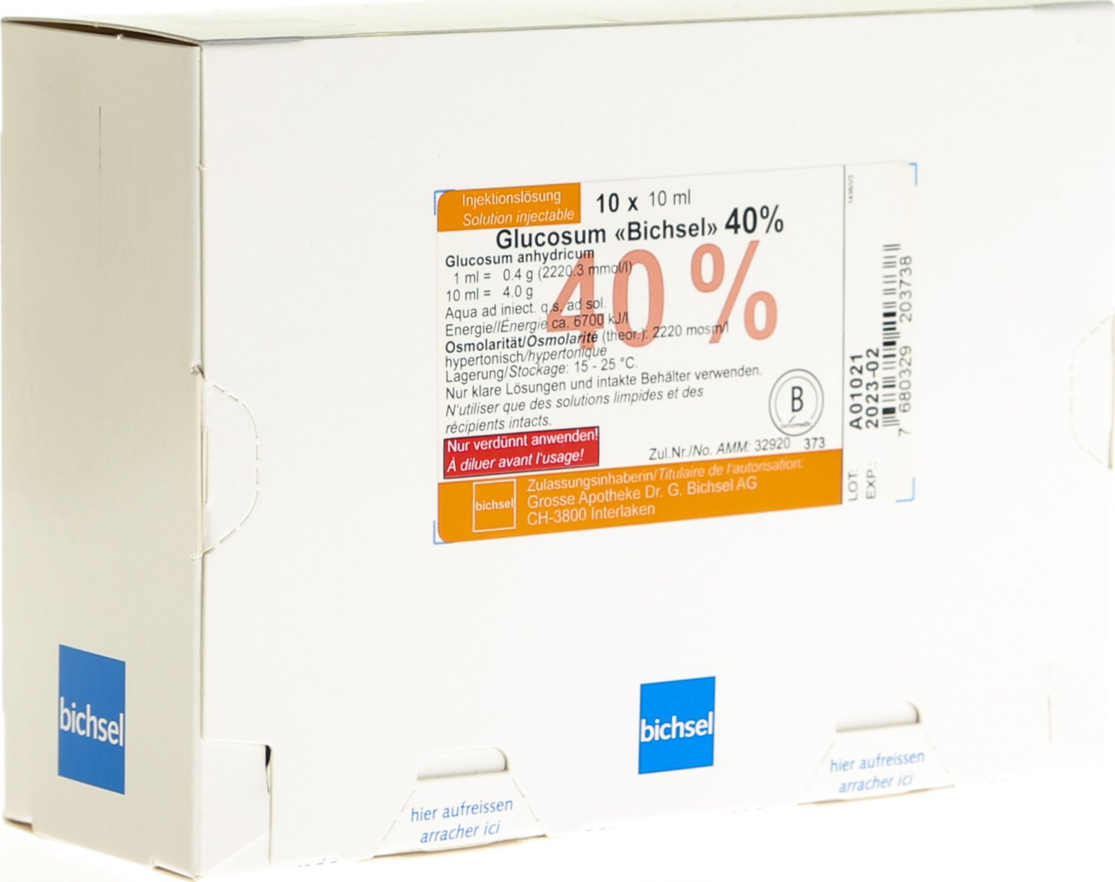 GLUCOSE Amino sol inj 40 % 10ml amp 100 pce