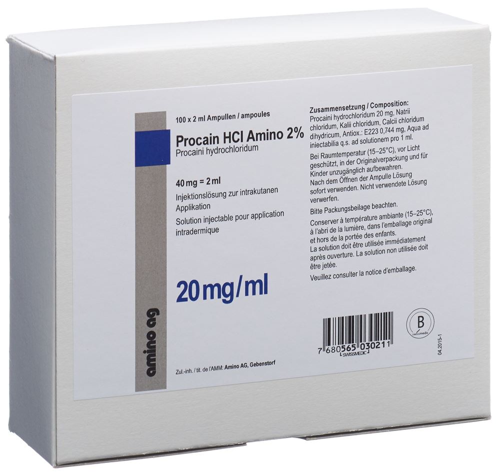 PROCAINE HCL Amino 40 mg/2ml 100 amp 2 ml