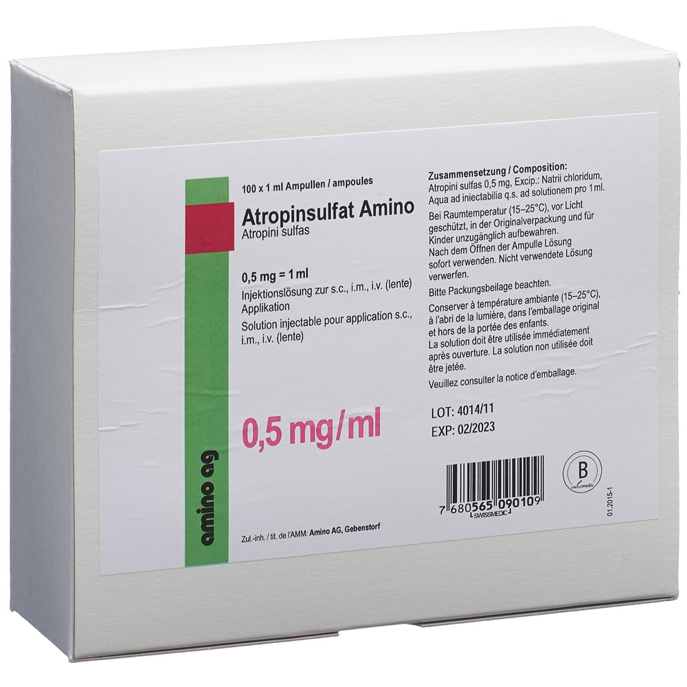 ATROPINSULFAT Amino 0.5 mg/ml 100 amp 1 ml