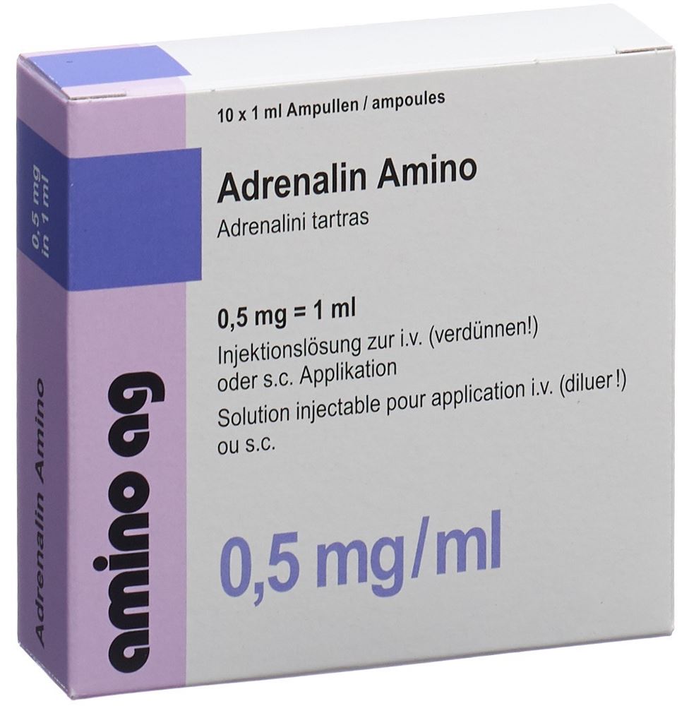 ADRENALIN Amino sol inj 0.5 mg/ml 10 amp 1 ml