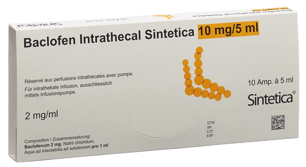 Baclofen Intrathecal Sintetica 10mg/5ml, solution injectable