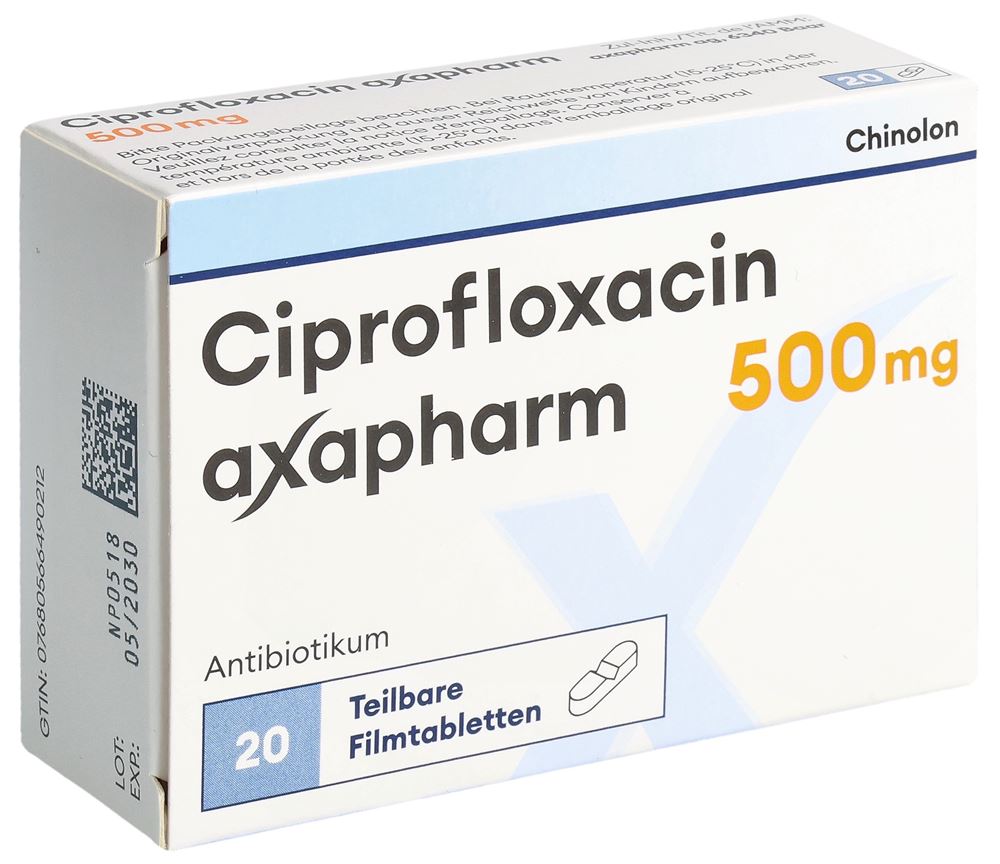 CIPROFLOXACINE axapharm cpr pell 500 mg 20 pce