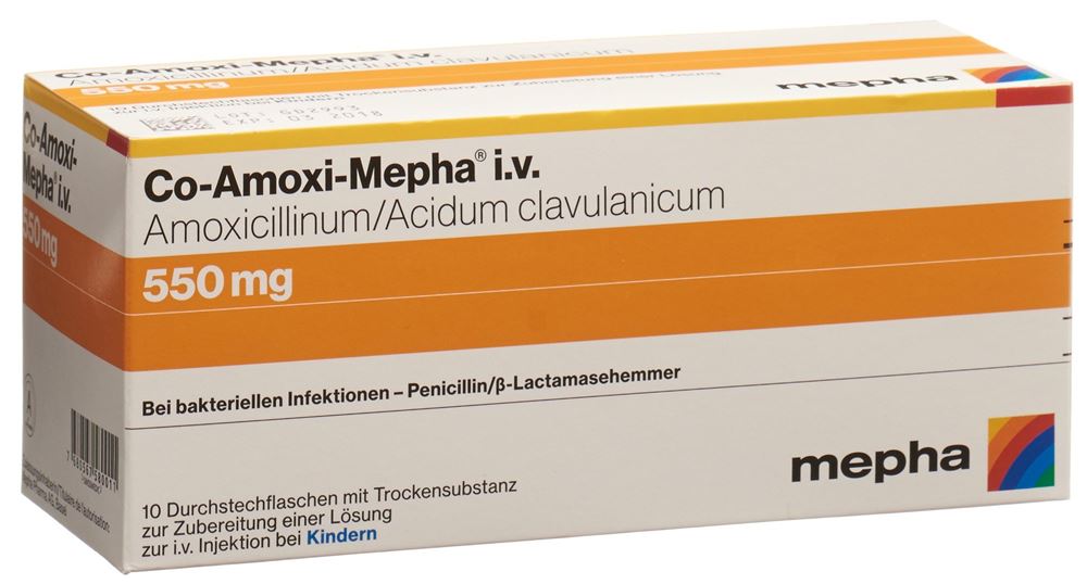 CO-AMOXI Mepha subst sèche 550 mg flac 10 pce