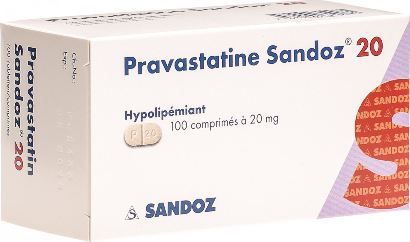 PRAVASTATINE Sandoz cpr 20 mg 100 pce