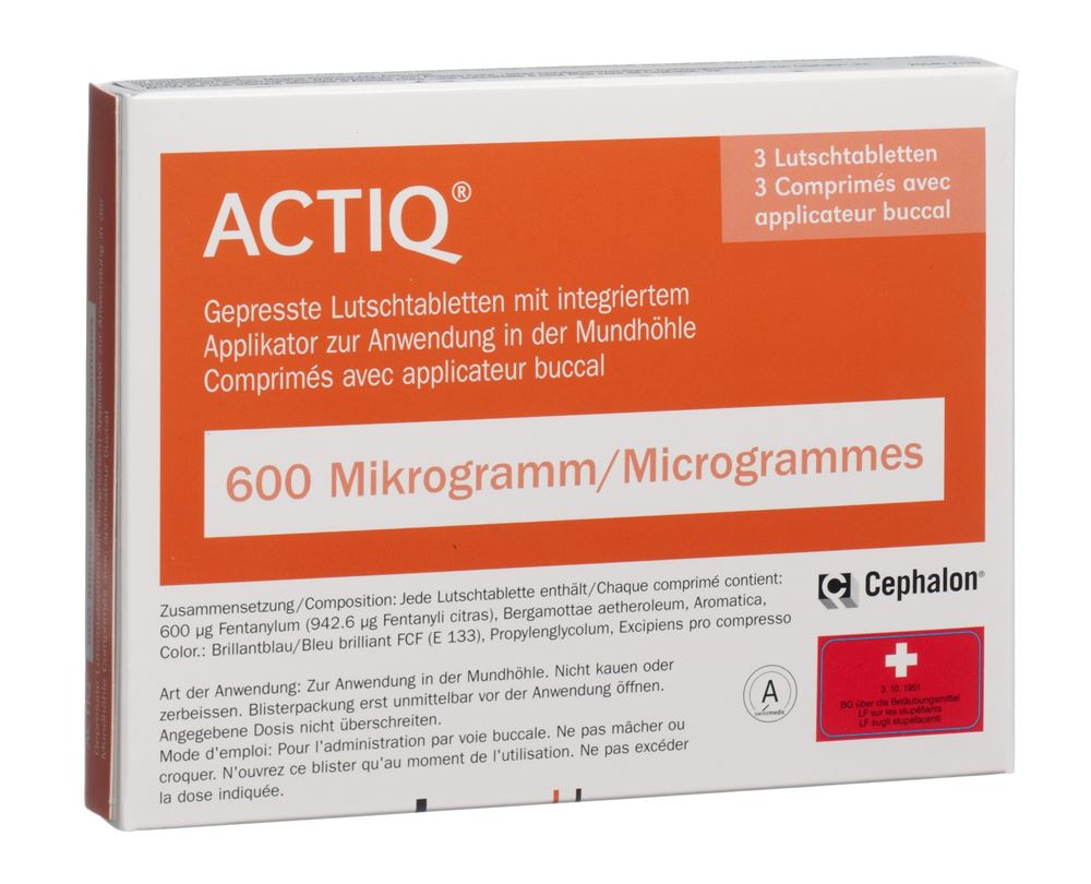 ACTIQ cpr buccaux 600 mcg avec applicateur 3 pce