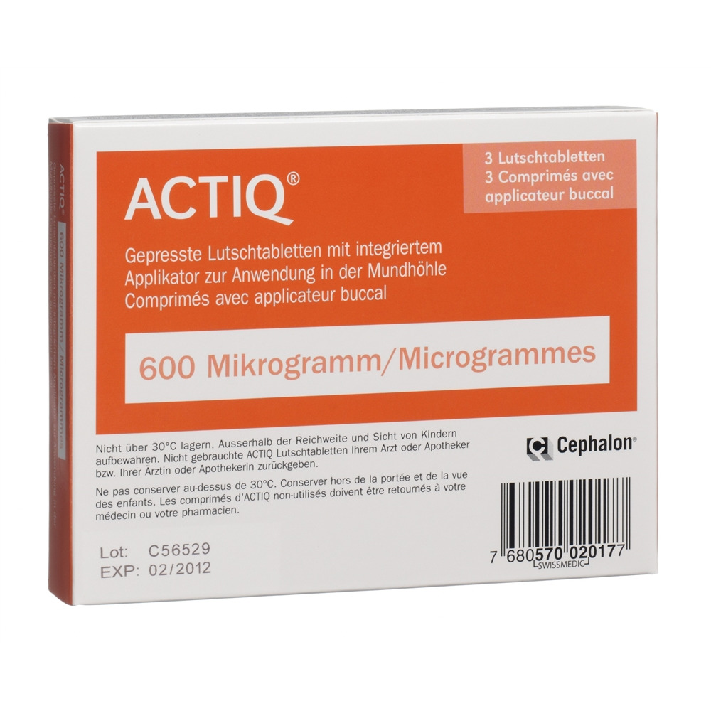 ACTIQ cpr buccaux 600 mcg avec applicateur 3 pce