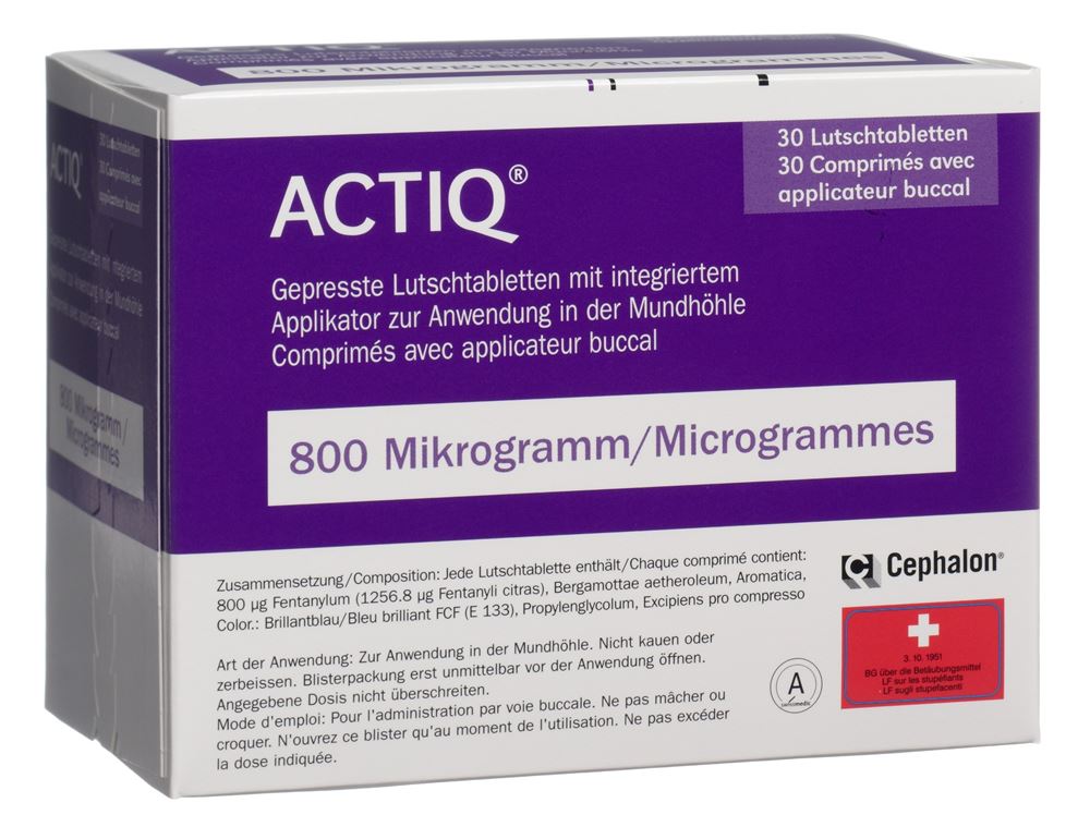 ACTIQ cpr buccaux 800 mcg avec applicateur 30 pce