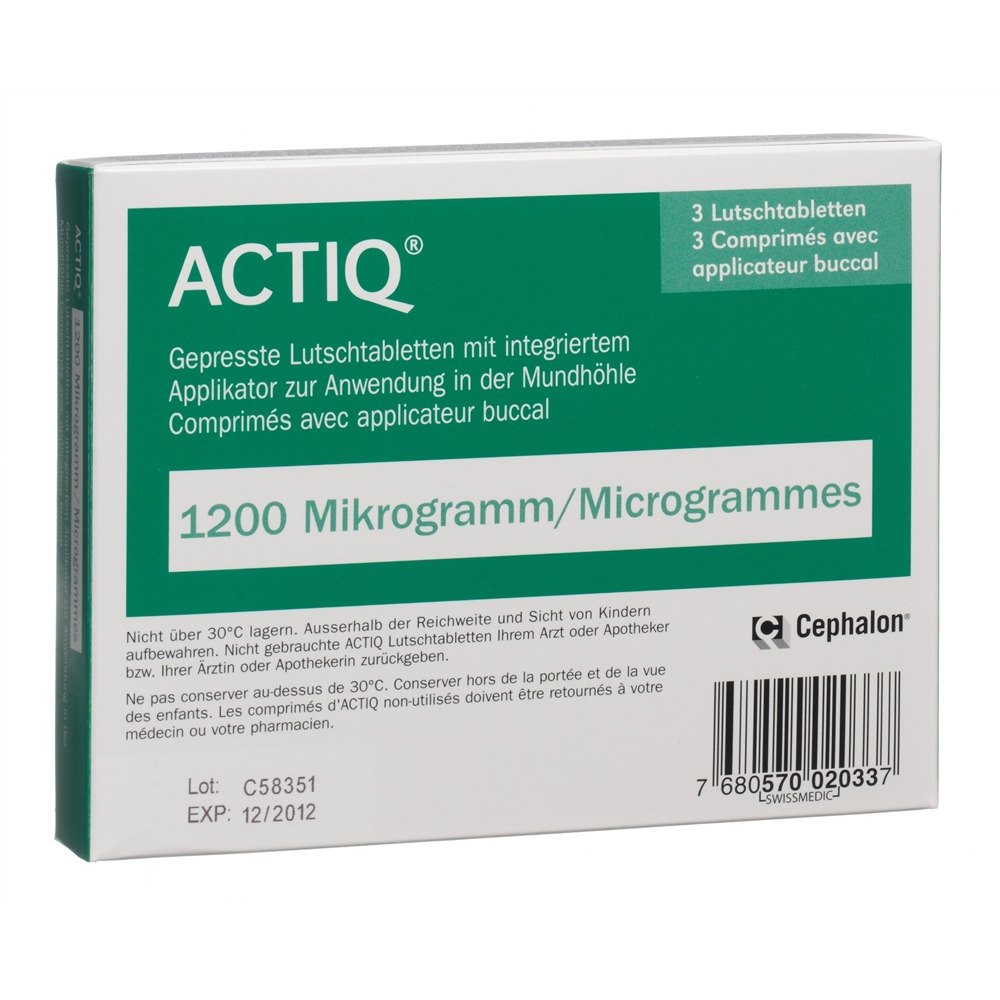 ACTIQ cpr buccaux 1200 mcg avec applicateur 3 pce