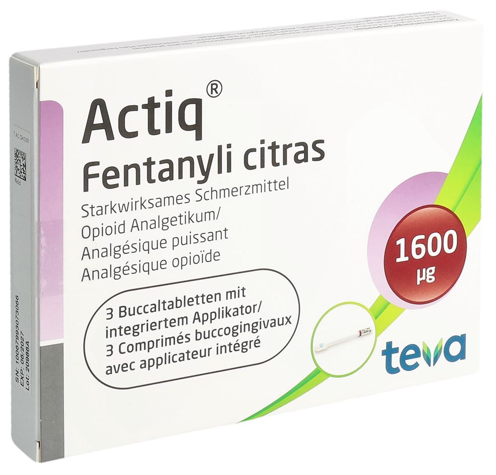 ACTIQ cpr buccaux 1600 mcg avec applicateur 3 pce