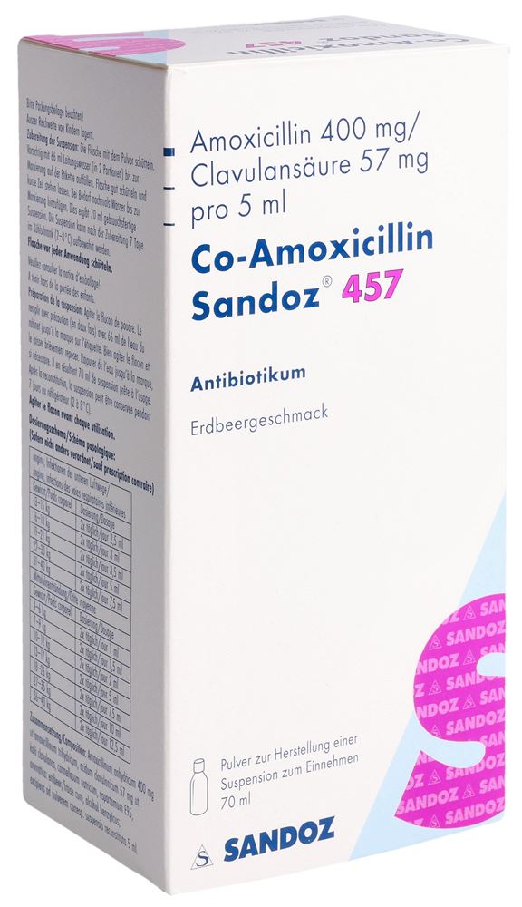 Co-Amoxicillin Sandoz 457, Pulver zur Herstellung einer Suspension zum Einnehmen