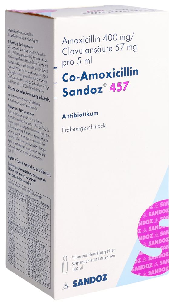 CO-AMOXICILLINE Sandoz Pdr p susp 457mg/5ml 140 ml