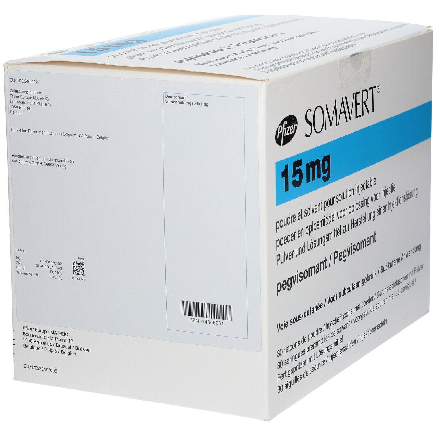 Somavert 15 mg, Pulver und Lösungsmittel zur Herstellung einer Injektionslösung