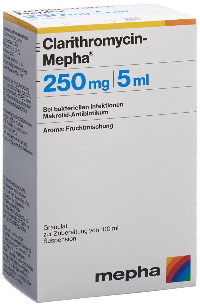 CLARITHROMYCIN Mepha gran 250 mg/5ml p susp 100 ml