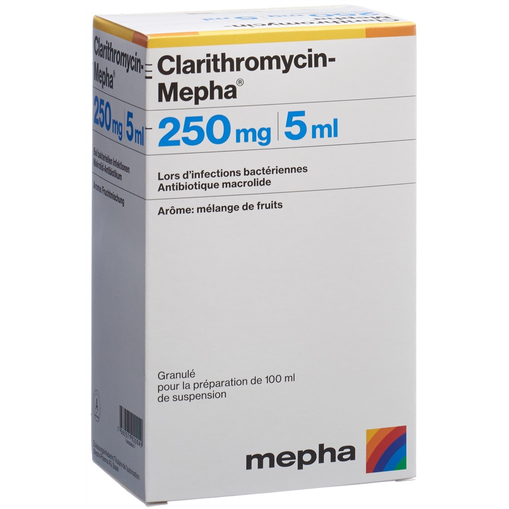 CLARITHROMYCIN Mepha gran 250 mg/5ml p susp 100 ml