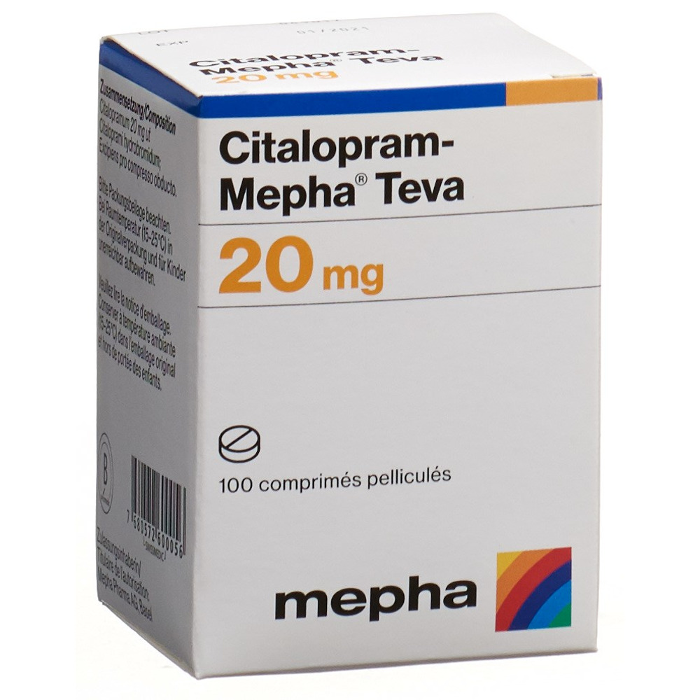 CITALOPRAM Mepha Teva cpr pell 20 mg bte 100 pce