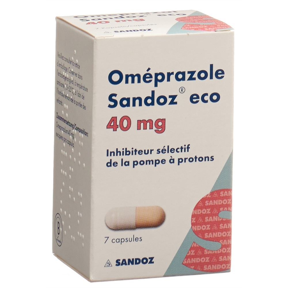 OMEPRAZOLE Sandoz eco caps 40 mg bte 7 pce