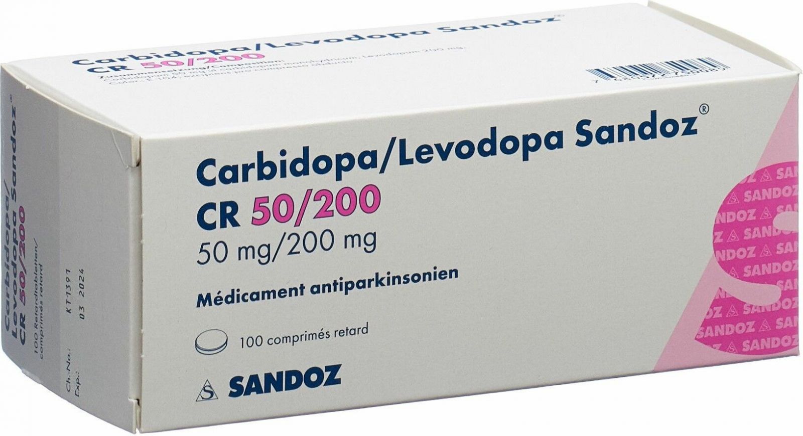 CARBIDO/LEVODO Sandoz CR cpr ret 50/200mg 100 pce