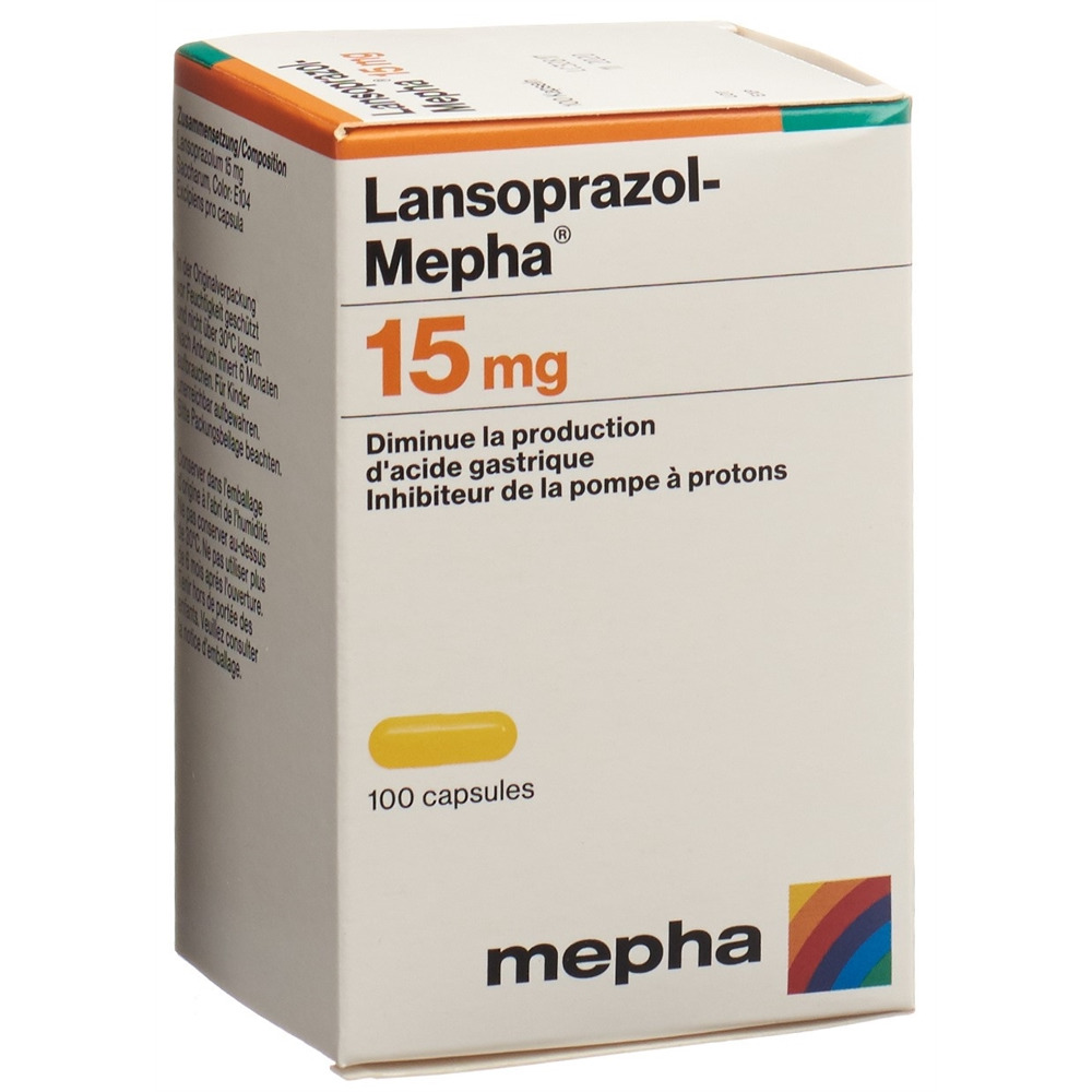 LANSOPRAZOL Mepha caps 15 mg bte 100 pce