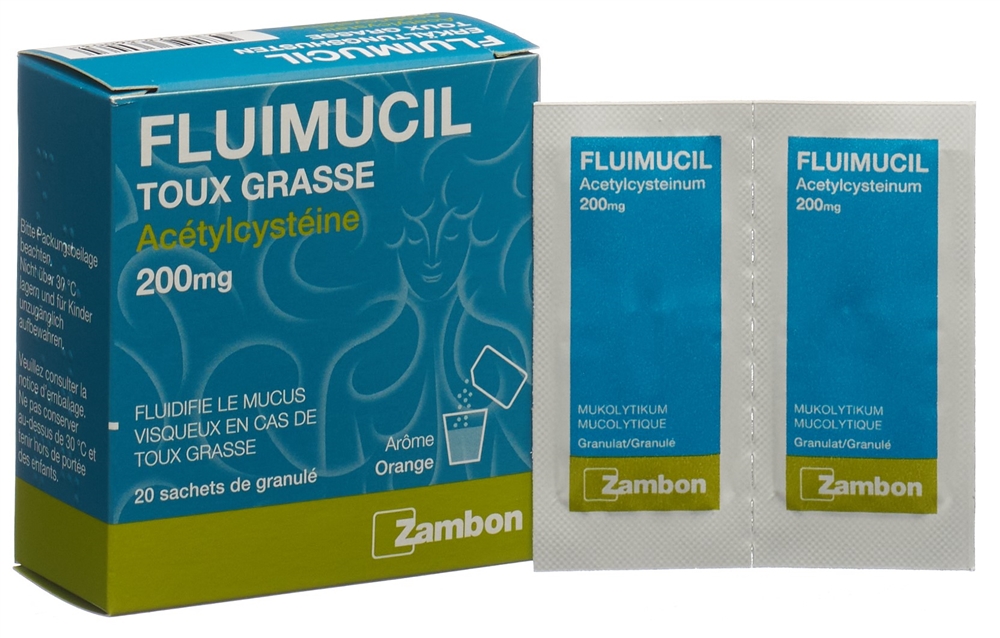 FLUIMUCIL toux grasse gran 200 mg 20 pce