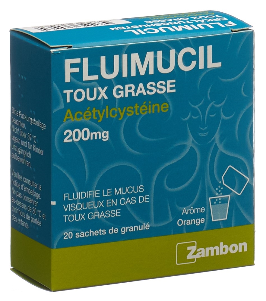 FLUIMUCIL toux grasse gran 200 mg 20 pce